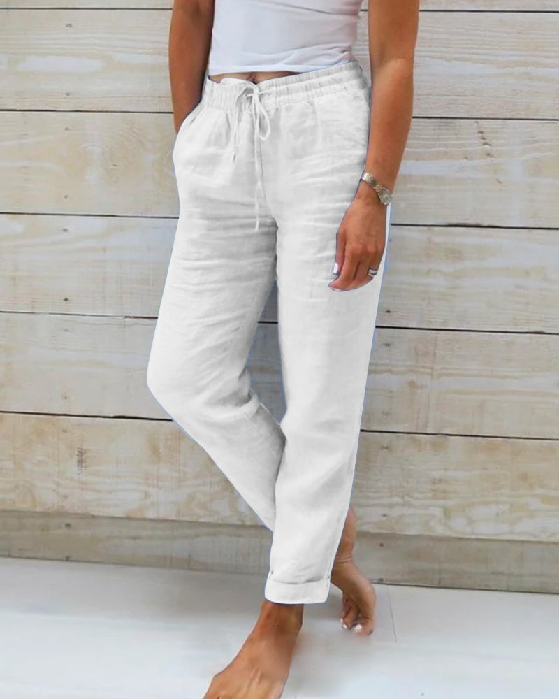 Monica™ | Elasticated Cotton And Linen Pants