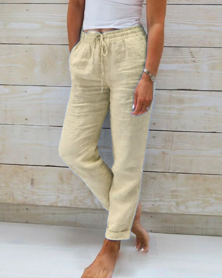 Monica™ | Elasticated Cotton And Linen Pants