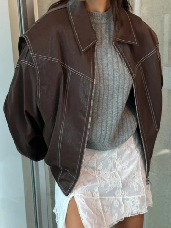 GIACCE™ - OVERSIZED LEATHER BOMBER JACKET