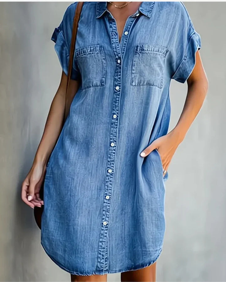 Paulina | Short Sleeve Denim Dress for Women