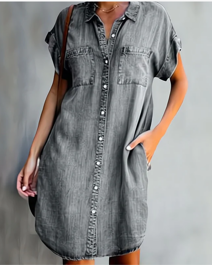 Paulina | Short Sleeve Denim Dress for Women