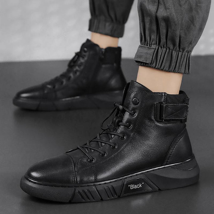 MYLO - SOLID BLACK LEATHER SHOES